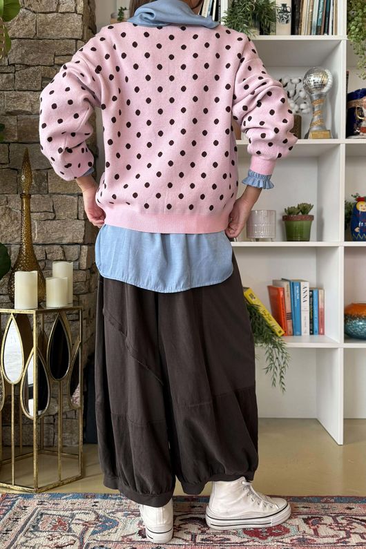 Edie Polka Dot Knit Rose